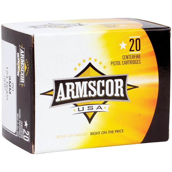 ARMSCOR AMMO 9MM 124GR JHP 20/25 - Ammunition